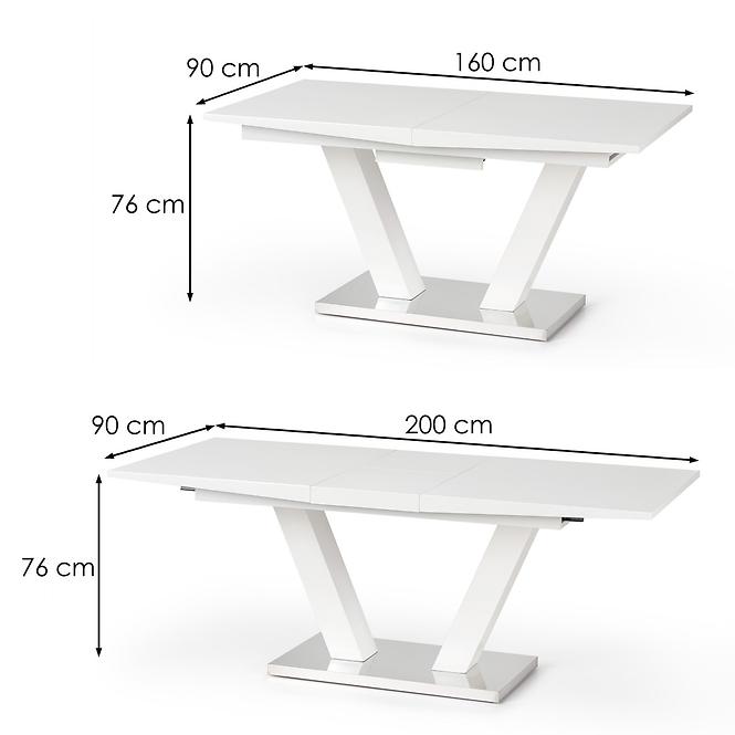 Asztal Vision 160/200 Mdf/Acél – Fehér