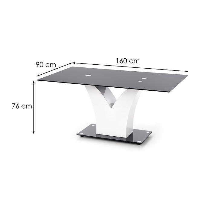 Asztal Vesper 160 Üveg/Mdf – Fekete/Fehér