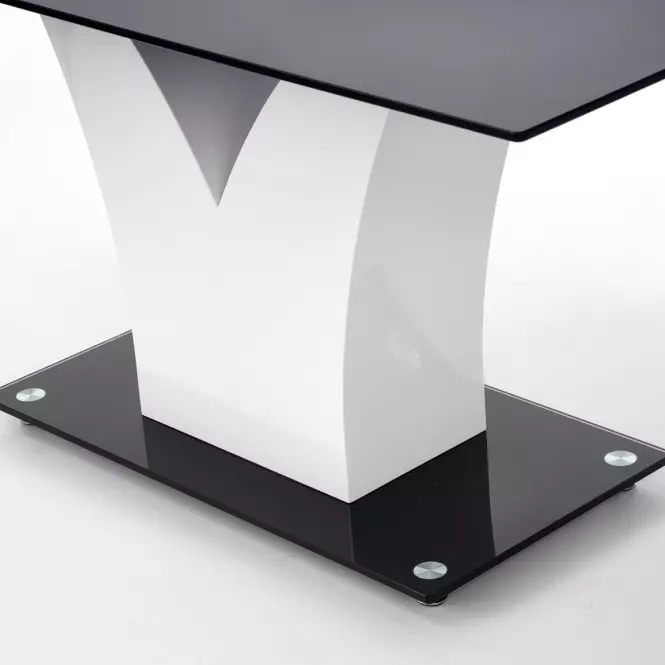 Asztal Vesper 160 Üveg/Mdf – Fekete/Fehér