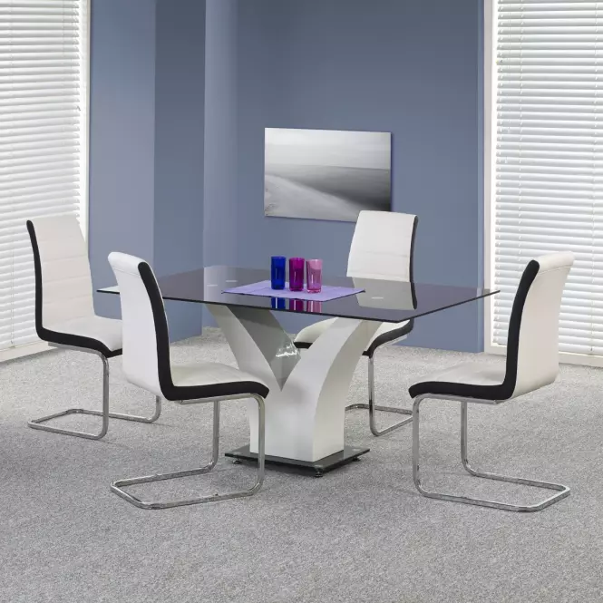 Asztal Vesper 160 Üveg/Mdf – Fekete/Fehér