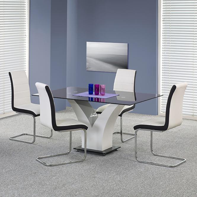 Asztal Vesper 160 Üveg/Mdf – Fekete/Fehér