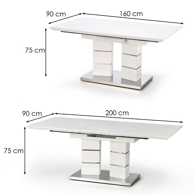 Asztal Lord 160/200 Mdf/Acél – Fehér
