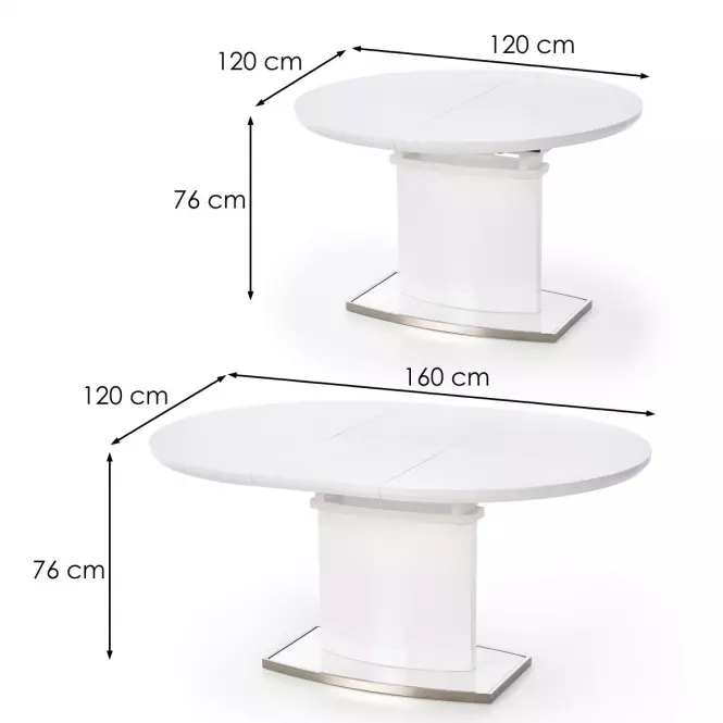 Kinyitható asztalok  Federico 120/160x120cm Mdf/Acél – Fehér,2