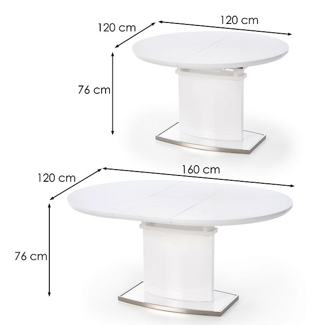 Kinyitható asztalok  Federico 120/160x120cm Mdf/Acél – Fehér,2