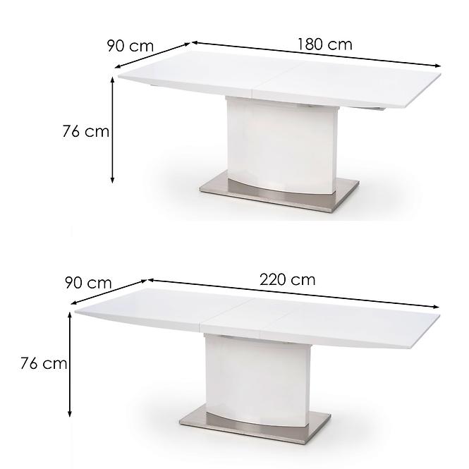Asztal Marcello 180/220 Mdf/Acél – Fehér