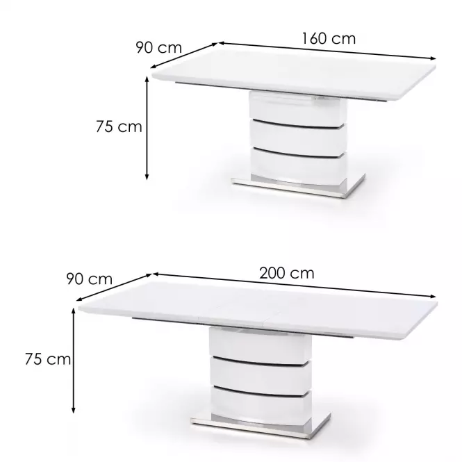 Asztal Nobel 160/200 Mdf/Acél – Fehér