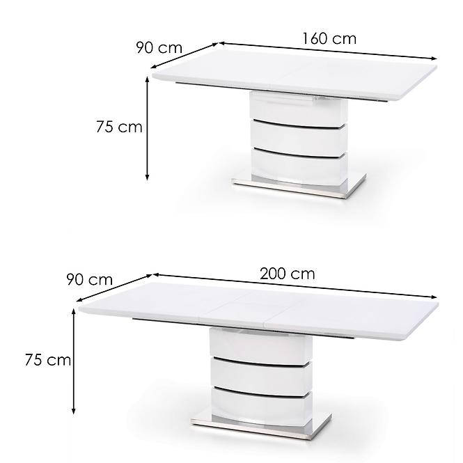 Asztal Nobel 160/200 Mdf/Acél – Fehér