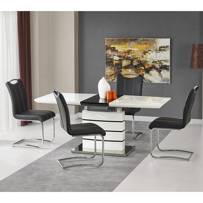 Asztal Nord 140/180 Mdf/Acél – Fehér/Fekete