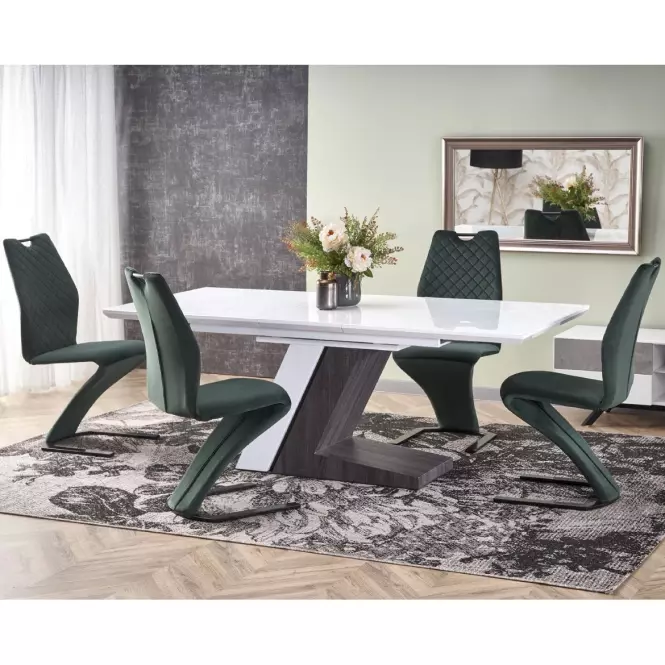 Asztal Mortis 160/200 Mdf – Fehér/Sötét Hamuszürke