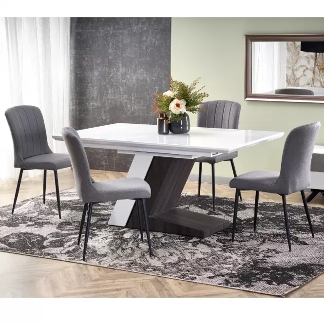 Asztal Mortis 160/200 Mdf – Fehér/Sötét Hamuszürke