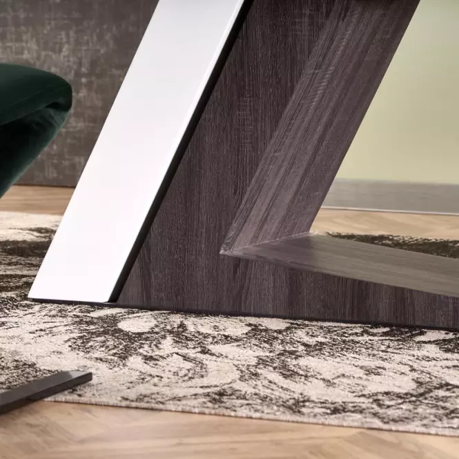 Asztal Mortis 160/200 Mdf – Fehér/Sötét Hamuszürke