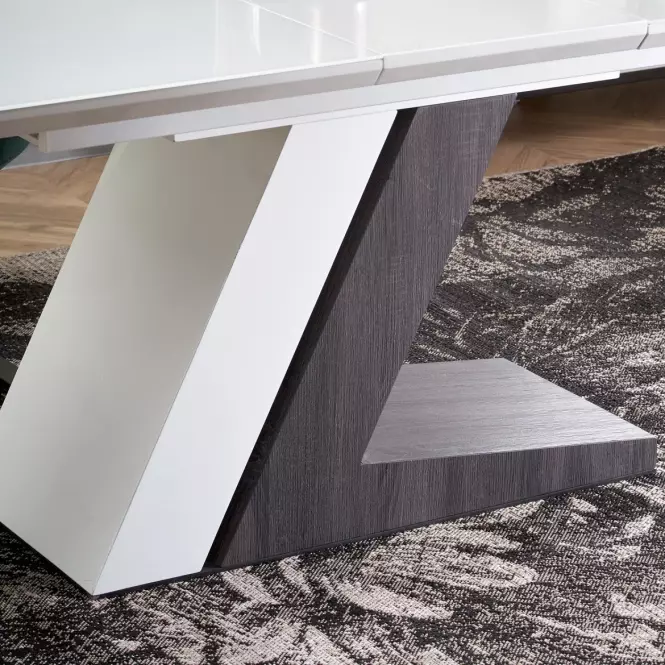 Asztal Mortis 160/200 Mdf – Fehér/Sötét Hamuszürke