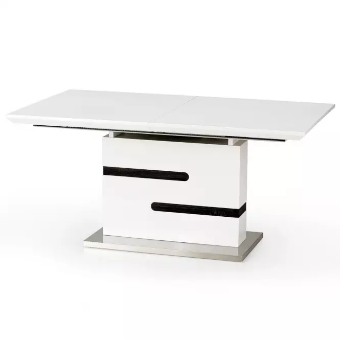 Asztal Monaco 160/220 Mdf/Acél – Fehér/Hamuszürke