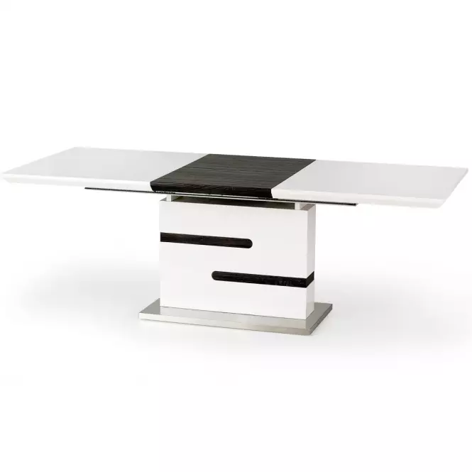 Asztal Monaco 160/220 Mdf/Acél – Fehér/Hamuszürke,2