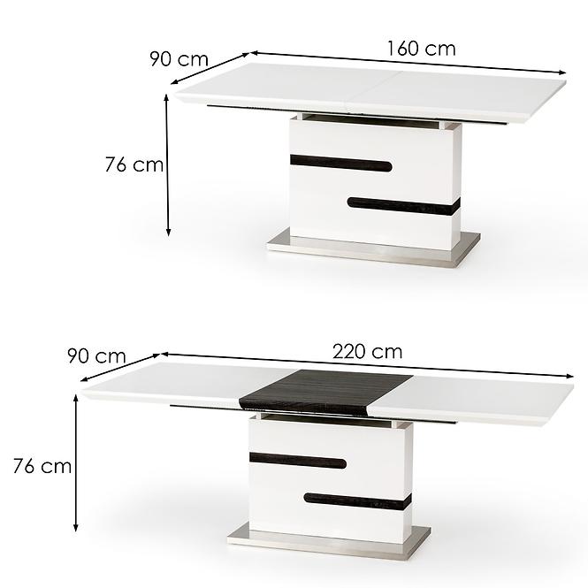 Asztal Monaco 160/220 Mdf/Acél – Fehér/Hamuszürke