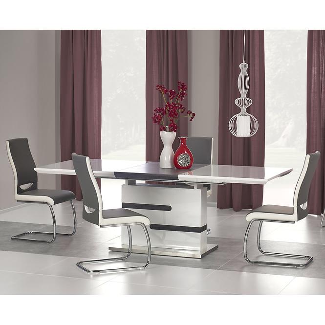 Asztal Monaco 160/220 Mdf/Acél – Fehér/Hamuszürke