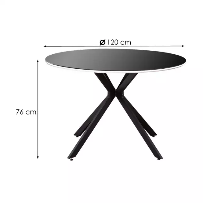 Asztal Avelar 120 Üveg/Mdf/Acél – Fekete/Fehér