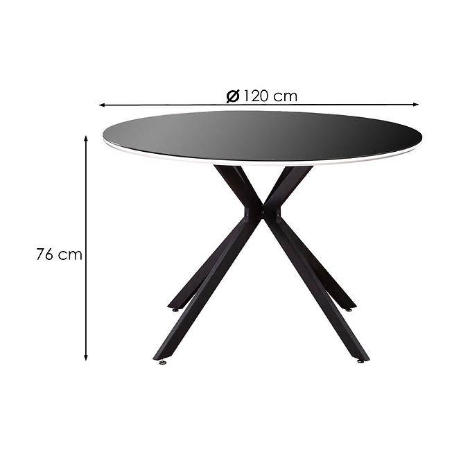 Asztal Avelar 120 Üveg/Mdf/Acél – Fekete/Fehér