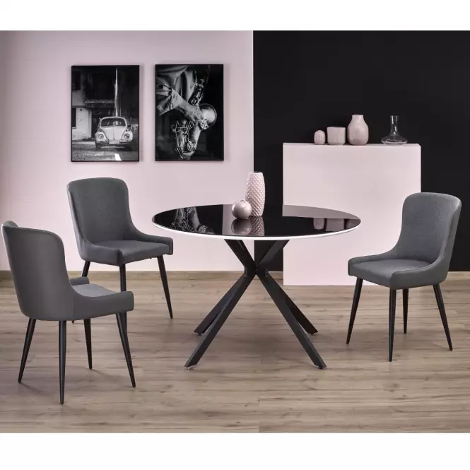 Asztal Avelar 120 Üveg/Mdf/Acél – Fekete/Fehér