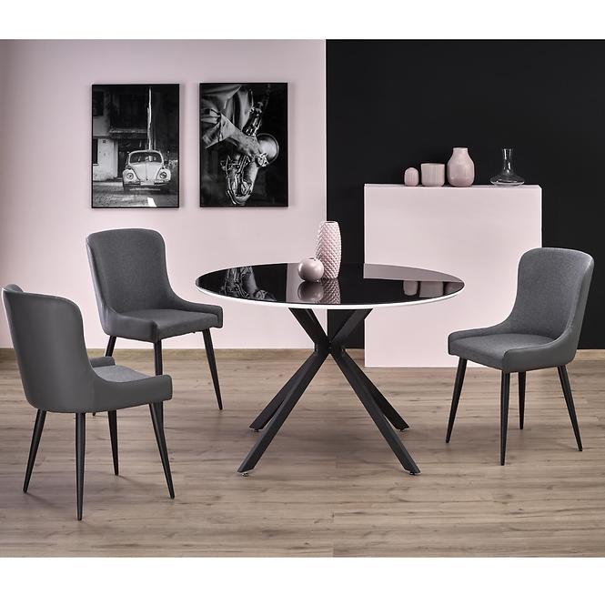Asztal Avelar 120 Üveg/Mdf/Acél – Fekete/Fehér