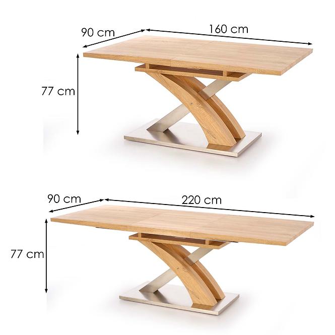 Asztal Sandor 160/220 Mdf/Acél – Tölgy Aranysárga