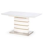 Asztal Toronto 140/180 Mdf/Üveg/Acél – Fehér/Tölgy Aranysárga