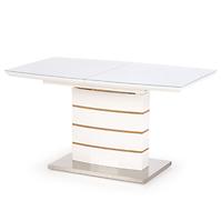 Asztal Toronto 140/180 Mdf/Üveg/Acél – Fehér/Tölgy Aranysárga