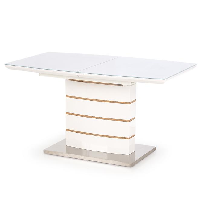 Asztal Toronto 140/180 Mdf/Üveg/Acél – Fehér/Tölgy Aranysárga