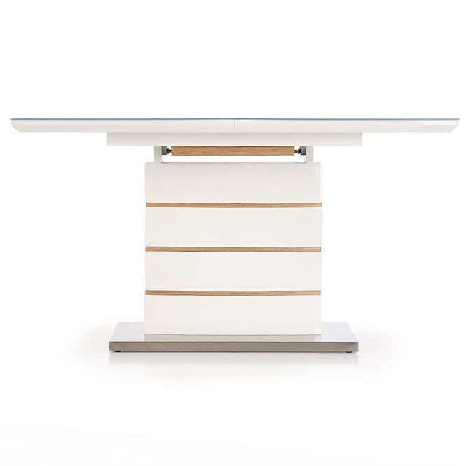 Asztal Toronto 140/180 Mdf/Üveg/Acél – Fehér/Tölgy Aranysárga