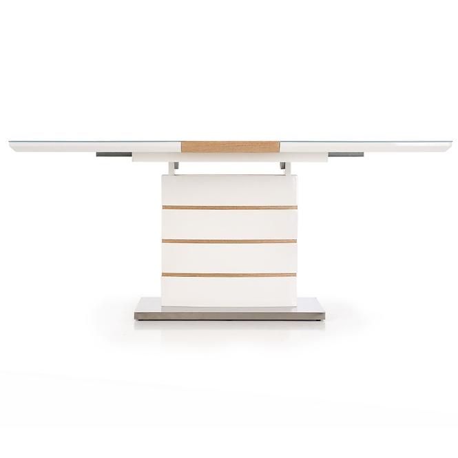 Asztal Toronto 140/180 Mdf/Üveg/Acél – Fehér/Tölgy Aranysárga,4