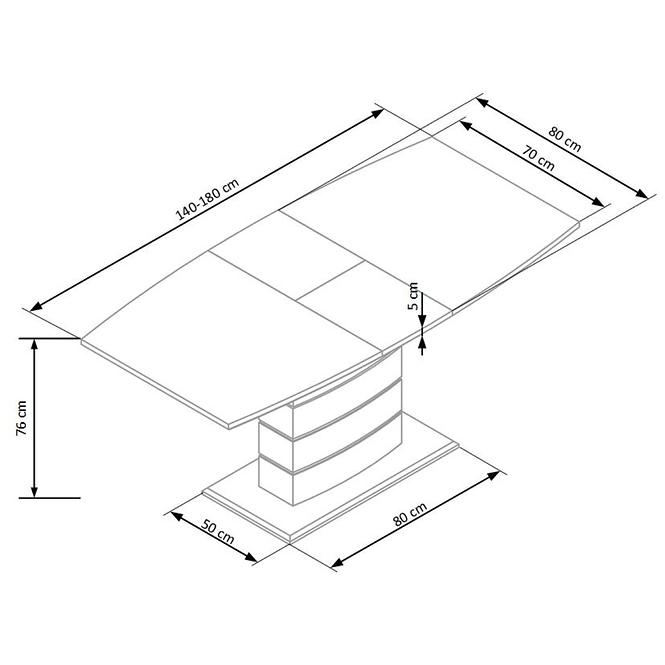 Asztal Toronto 140/180 Mdf/Üveg/Acél – Fehér/Tölgy Aranysárga