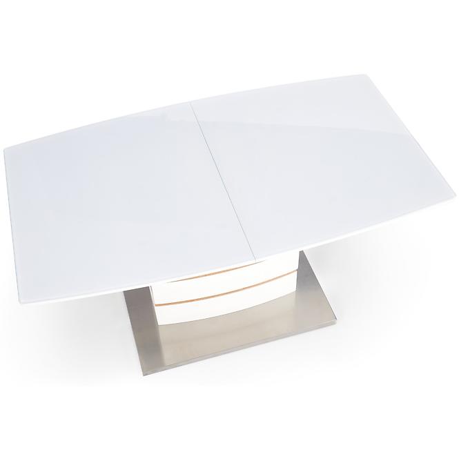 Asztal Toronto 140/180 Mdf/Üveg/Acél – Fehér/Tölgy Aranysárga