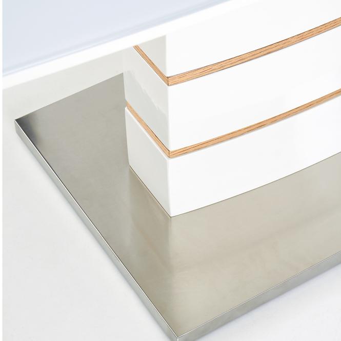 Asztal Toronto 140/180 Mdf/Üveg/Acél – Fehér/Tölgy Aranysárga