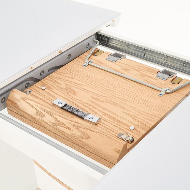 Asztal Toronto 140/180 Mdf/Üveg/Acél – Fehér/Tölgy Aranysárga