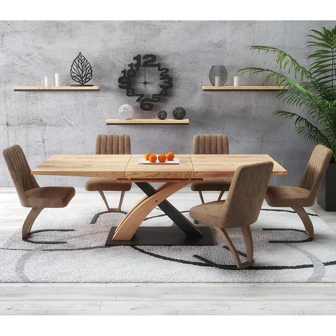 Asztal Sandor 3 160/220 Mdf/Acél – Tölgy Aranysárga/Fekete