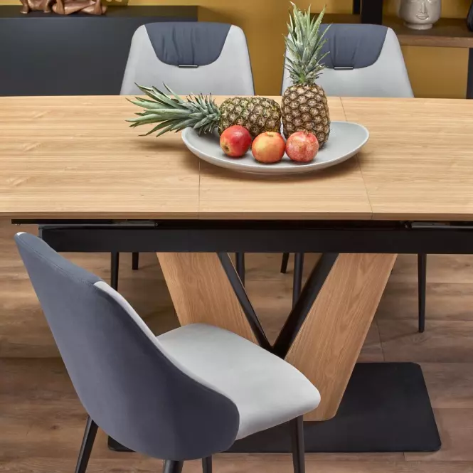 Asztal Umberto 160/200 Mdf/Acél – Tölgy Természetes/Fekete