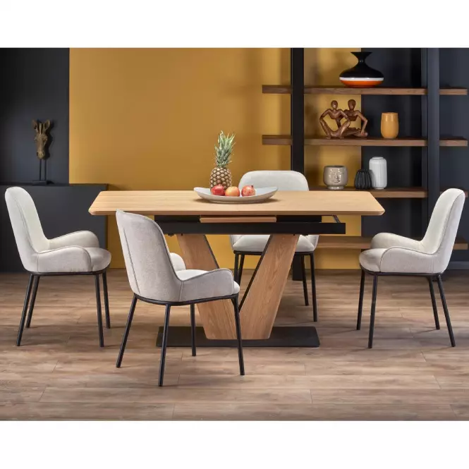 Asztal Umberto 160/200 Mdf/Acél – Tölgy Természetes/Fekete,15