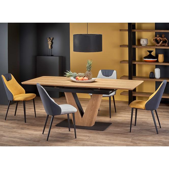 Asztal Umberto 160/200 Mdf/Acél – Tölgy Természetes/Fekete
