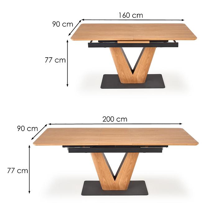 Asztal Umberto 160/200 Mdf/Acél – Tölgy Természetes/Fekete