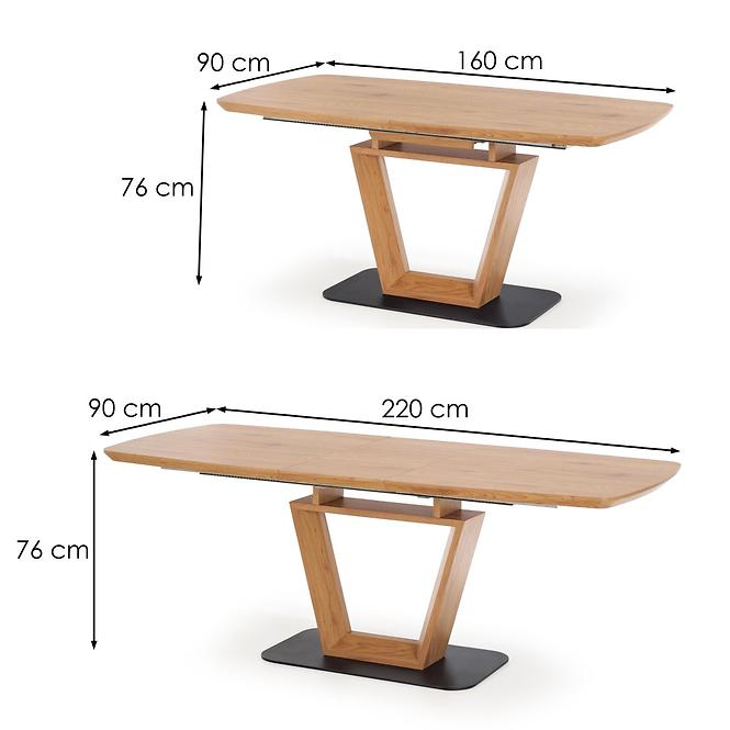 Kinyitható asztalok  Blacky 160/220x90cm Mdf/Acél – Tölgy Aranysárga/Fekete