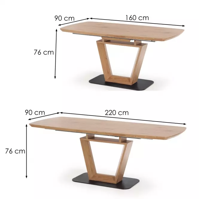 Kinyitható asztalok  Blacky 2 160/220x90cm Mdf/Acél – Tölgy Természetes/Fekete