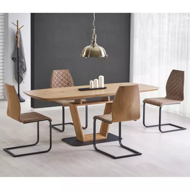 Kinyitható asztalok  Blacky 2 160/220x90cm Mdf/Acél – Tölgy Természetes/Fekete
