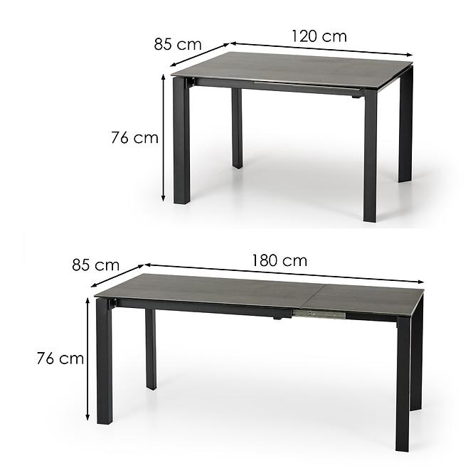 Kinyitható asztalok  Horizon 120/180x85cm Blat/Acél – Humo/Fekete