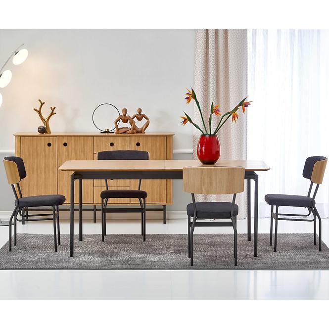 Asztal Smart 170/250 Mdf/Acél – Tölgy Természetes/Fekete