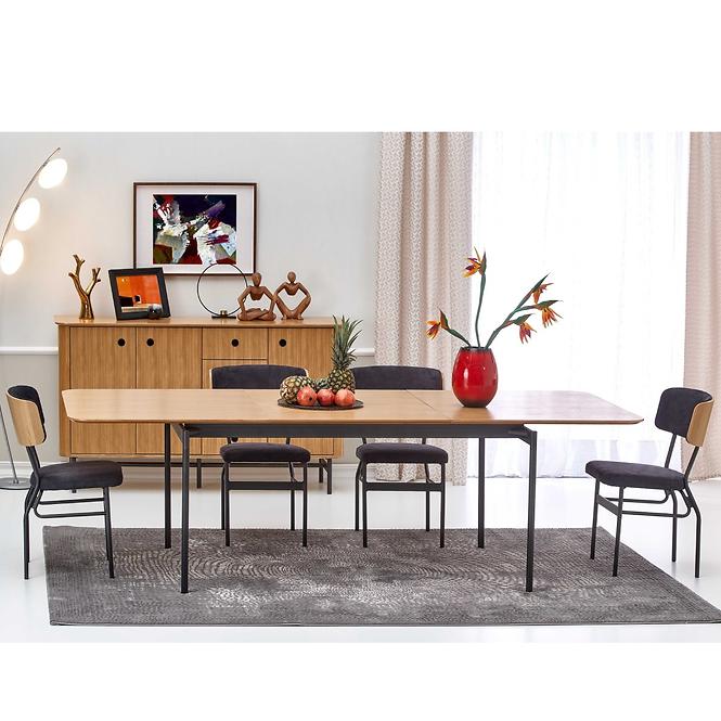 Asztal Smart 170/250 Mdf/Acél – Tölgy Természetes/Fekete