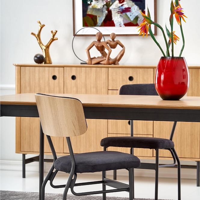 Asztal Smart 170/250 Mdf/Acél – Tölgy Természetes/Fekete