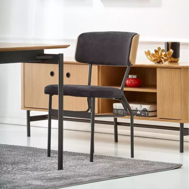 Asztal Smart 170/250 Mdf/Acél – Tölgy Természetes/Fekete