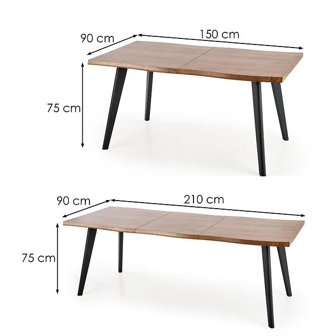 Kinyitható asztalok  Dickson 150/210x90cm Mdf/Faipari – Tölgy Természetes/Fekete