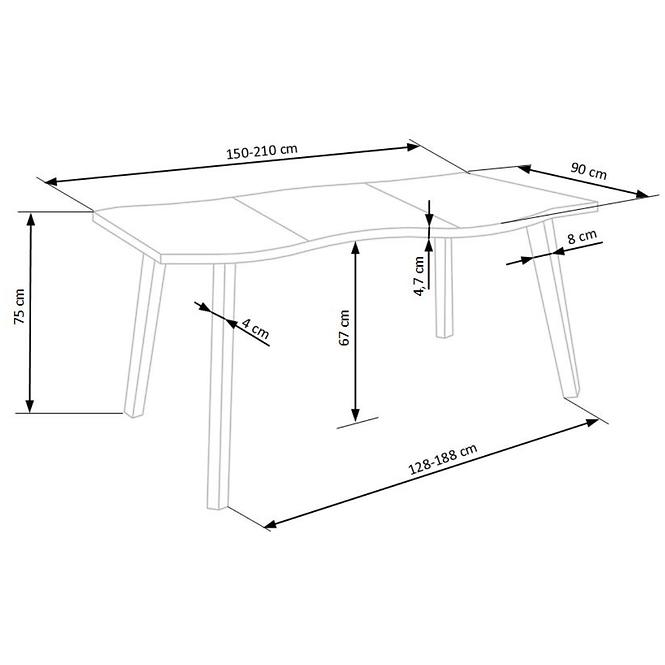 Kinyitható asztalok  Dickson 150/210x90cm Mdf/Faipari – Tölgy Természetes/Fekete