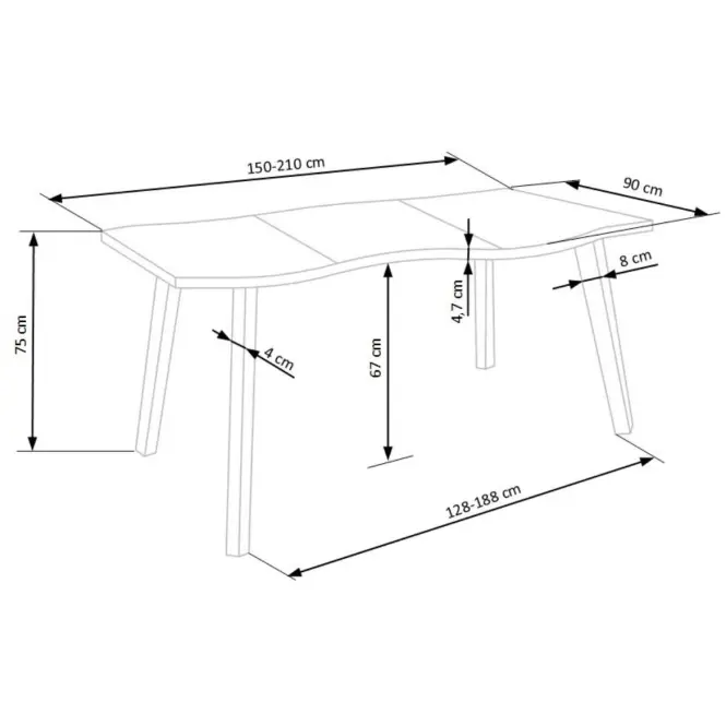 Kinyitható asztalok  Dickson 150/210x90cm Mdf/Faipari – Tölgy Természetes/Fekete,8